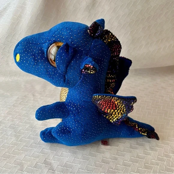 Ty Saffire Dragon Plush Blue Meallic Gold 9 in. Fantasy Cute Colorful - Picture 4 of 8